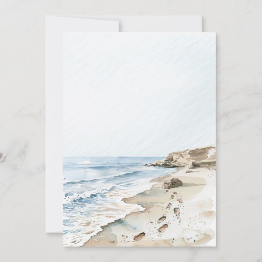 コースタルブルーウォーターカラーシーシェルズコーラル結婚ズ 招待状 (裏面)
