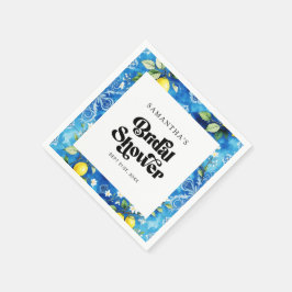 コースタルブルーウォーターカラーレモンシトラスブライダルシャワー スタンダードカクテルナプキン