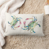 コースタルブルーカニビーチハウスウォーターカラー ランバークッション (ブランケット)