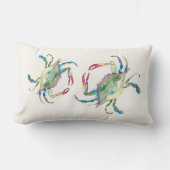 コースタルブルーカニビーチハウスウォーターカラー ランバークッション (正面)