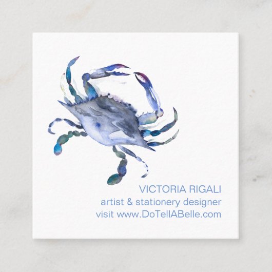 コースタルブルーカニ水カラービーチ名刺 スクエア名刺 (正面)