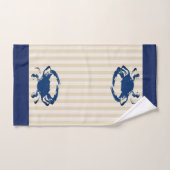 コースタルブルーカニ&タウペストライプイツ バスタオルセット (ハンドタオル)