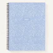 コースタルブルークリスマスパーソナライズされたフローラ ノートブック (正面)