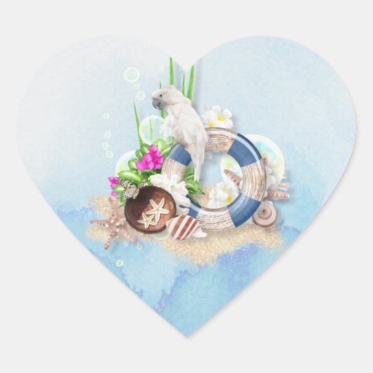 コースタルブルーコッカトゥーフローラ ハートシール (正面)