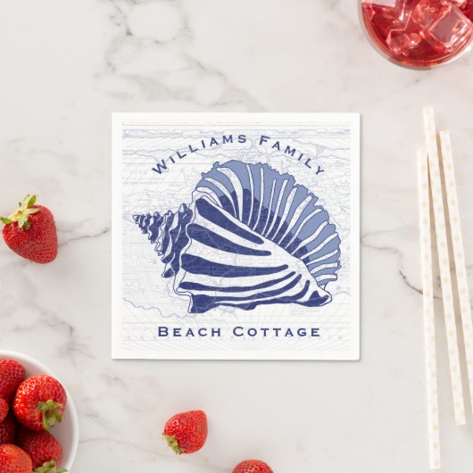 コースタルブルーコンチシーシェルファミリー名 スタンダードカクテルナプキン (インサイチュ)