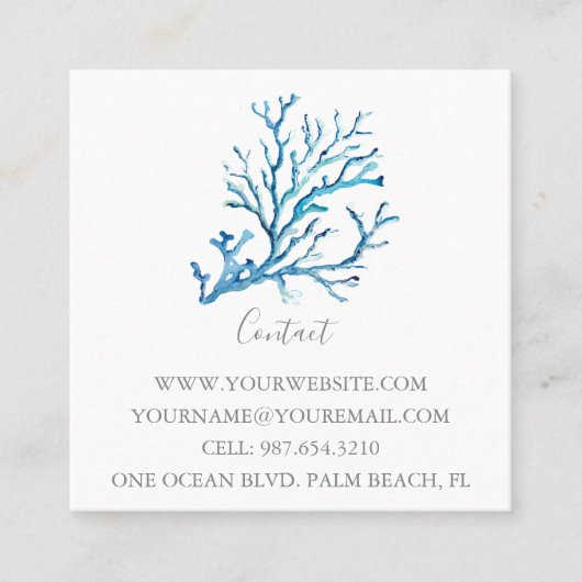コースタルブルーシーコーラルビーチ名刺 スクエア名刺 (正面)