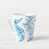 コースタルブルーシーホースとコーラルウォーター色 カフェラテマグ (左アングル)