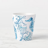 コースタルブルーシーホースとコーラルウォーター色 カフェラテマグ (正面)