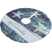 コースタルブルーヒトデ科パーソナライズされた ブラッシュドポリエステルツリースカート (アングル)