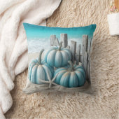 コースタルブルービーチカボチャ クッション (ブランケット)