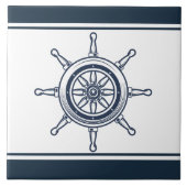 コースタルブルービーチハウスボートシップヘルム航海の タイル (正面)