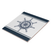 コースタルブルービーチハウスボートシップヘルム航海の タイル (側面)