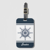 コースタルブルービーチハウスボート名前をカスタムする 航海の ラゲッジタグ (正面縦)