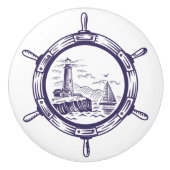 コースタルブルービーチライトハウス船航海の車 セラミックノブ (正面)