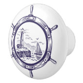 コースタルブルービーチライトハウス船航海の車 セラミックノブ (右)