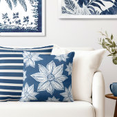 コースタルブルーフローラ装飾用クッション クッション