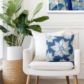 コースタルブルーフローラ装飾用クッション クッション