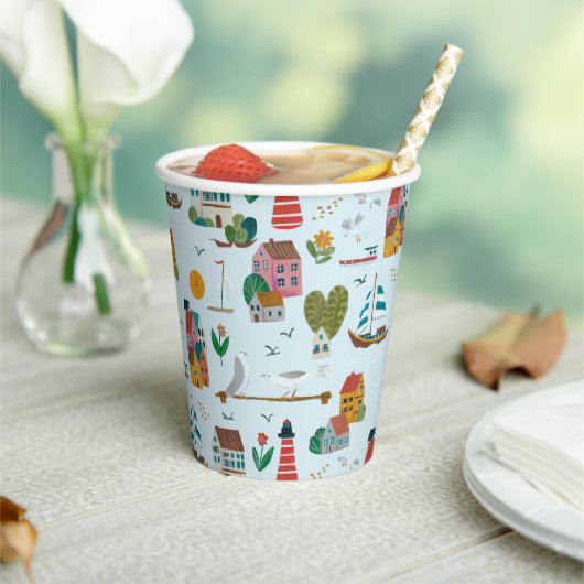 コースタルブルーベビーシャワーパーティー 紙コップ (インサイチュ)