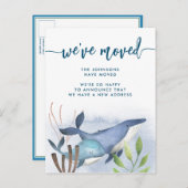 コースタルブルーホエー航海のル新しい住所の移動 案内ポストカード (正面/裏面)