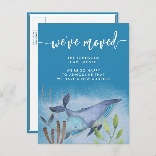 コースタルブルーホエー航海のル新しい住所の移動 案内ポストカード (正面/裏面)