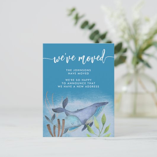 コースタルブルーホエー航海のル新しい住所の移動 案内ポストカード (スタンド正面)