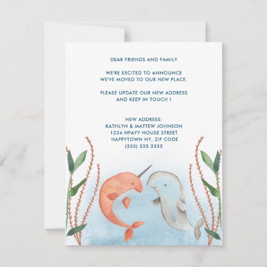 コースタルブルーホエー航海のル新しい住所の移動 案内状 (裏面)