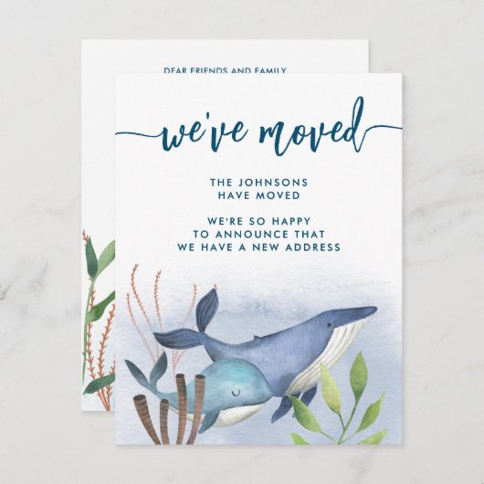 コースタルブルーホエー航海のル新しい住所の移動 案内状 (正面/裏面)