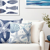 コースタルブルーホワイト装飾用クッション クッション