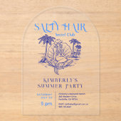 コースタルブルーマーメイド女性のカーボーイサマーパーティー アクリル招待状 (正面)