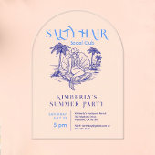 コースタルブルーマーメイド女性のカーボーイサマーパーティー アクリル招待状