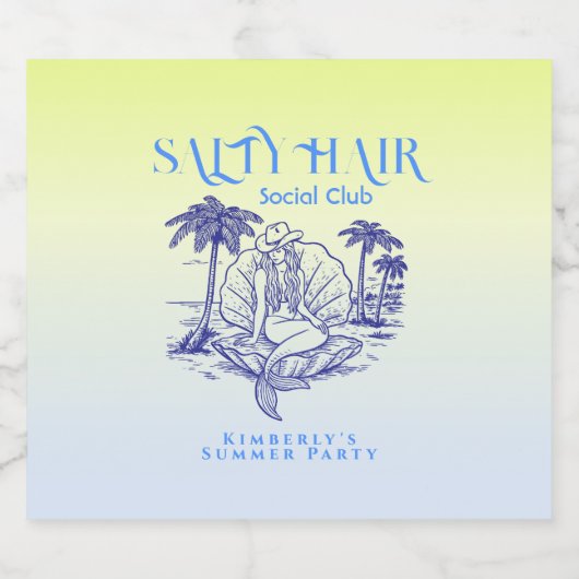 コースタルブルーマーメイド女性のカーボーイサマーパーティー ビールラベル (シングルラベル)