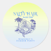 コースタルブルーマーメイド女性のカーボーイサマーパーティー ラウンドシール (正面)