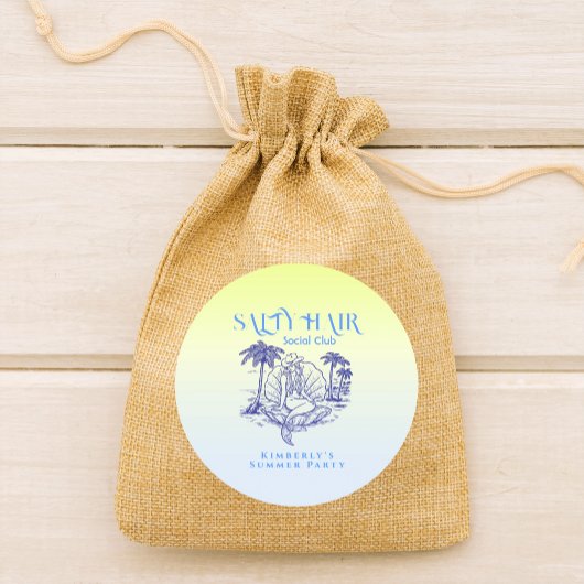 コースタルブルーマーメイド女性のカーボーイサマーパーティー ラウンドシール