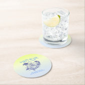 コースタルブルーマーメイド女性のカーボーイサマーパーティー ラウンドペーパーコースター (インサイチュ)