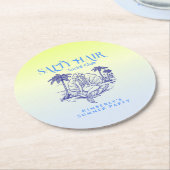 コースタルブルーマーメイド女性のカーボーイサマーパーティー ラウンドペーパーコースター (アングル)