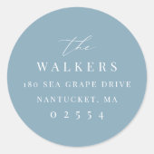 コースタルブルーラウンド差出人住所シール ラウンドシール (正面)