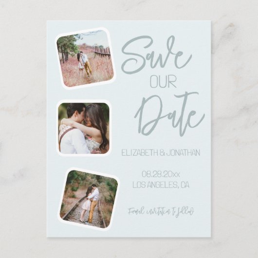 コースタルブルー日付を保存 ポストカード (正面)