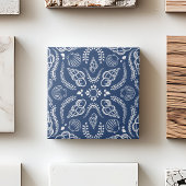 コースタルブルー&ホワイトシーシェルパタモダンーン タイル