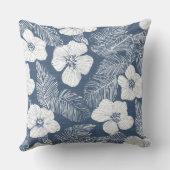 コースタルブルー&ホワイトフローラ装飾用クッション クッション (裏面)