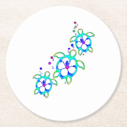 コースタルホヌハワイアンウミガメ ラウンドペーパーコースター (正面)