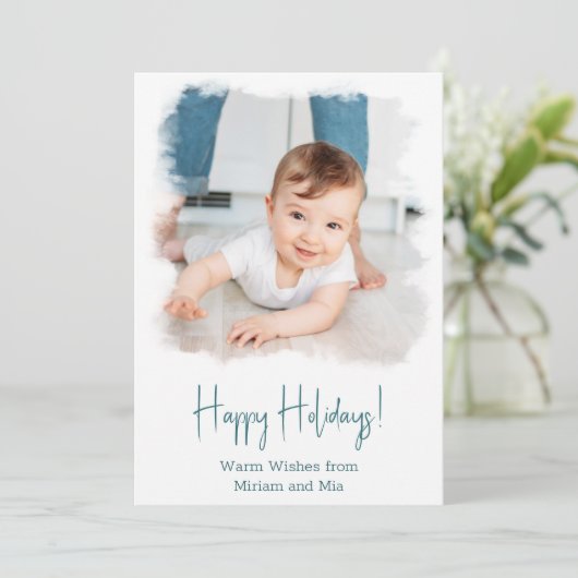 コースタルホリデーフォトカードホワイトウォーターカラーフレーム シーズンカード (スタンド正面)