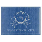 コースタルホワイトカニクラシックオンシオンブルーパーソナライズされた カッティングボード (正面)