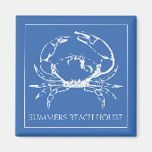 コースタルホワイトカニクラシックオンシオンブルーパーソナライズされた マグネット (正面)