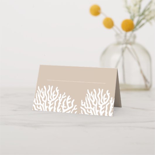 コースタルホワイトシーコーラル&シアンブルー プレイスカード (正面)