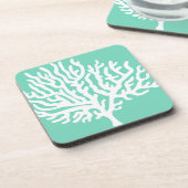 コースタルホワイトシーコーラル&シーグラスグリーン コースター (左側)