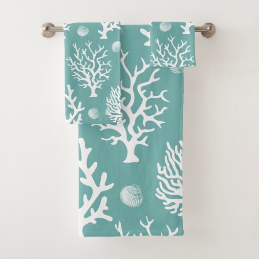 コースタルホワイトシーコーラル&シーグリーン バスタオルセット (インサイチュ)