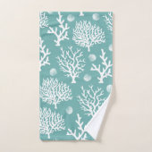 コースタルホワイトシーコーラル&シーグリーン バスタオルセット (ハンドタオル)