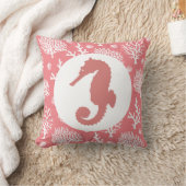 コースタルホワイトシーサンゴ&コーラルピンクシーホース クッション (ブランケット)
