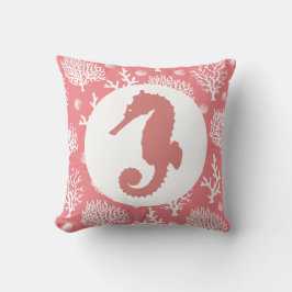 コースタルホワイトシーサンゴ&コーラルピンクシーホース クッション