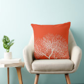 コースタルホワイトシーツリー深いコーラルオレンジビーチ クッション (椅子)